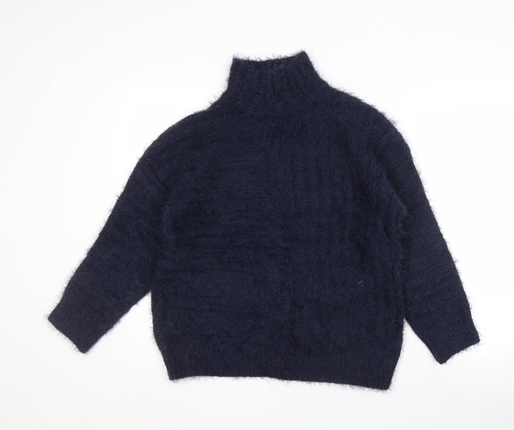 Marks and Spencer Women's Blue High Neck Pullover Jumper M