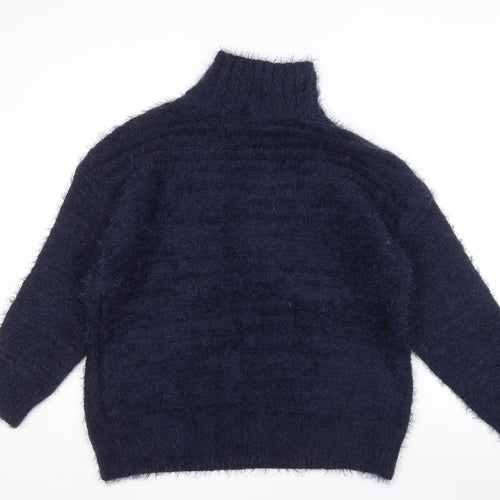 Marks and Spencer Women's Blue High Neck Pullover Jumper M