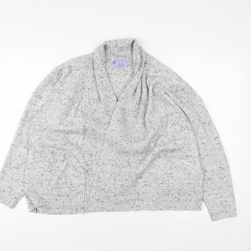 Honor Millburn Women's Grey Open front Cardigan, L, Open-Knit Relaxed Fit
