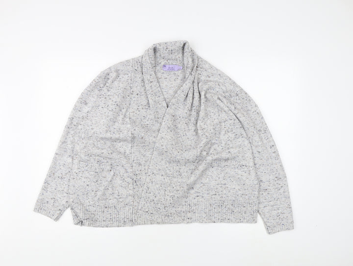 Honor Millburn Women's Grey Open front Cardigan, L, Open-Knit Relaxed Fit