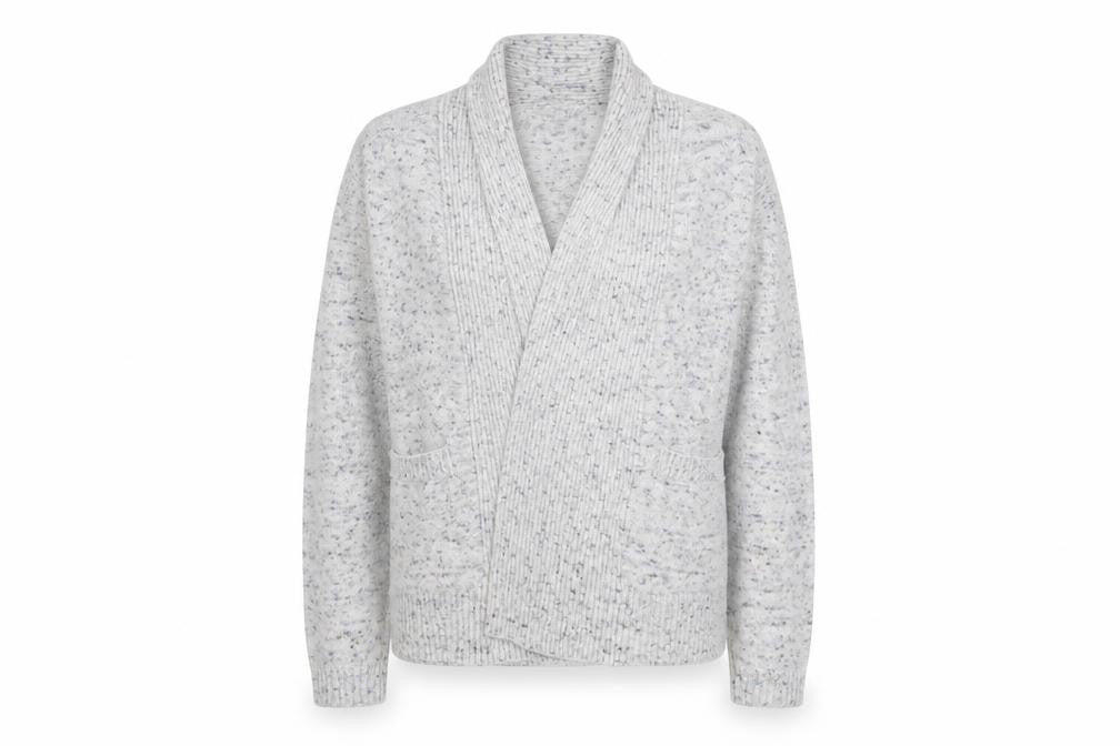 Front view of Honor Millburn Women's Grey Open front Cardigan, L, Open-Knit Relaxed Fit