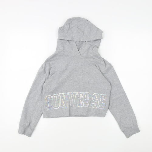 Converse Girls Grey Hoodie 8-10 Years - Logo Pullover Style