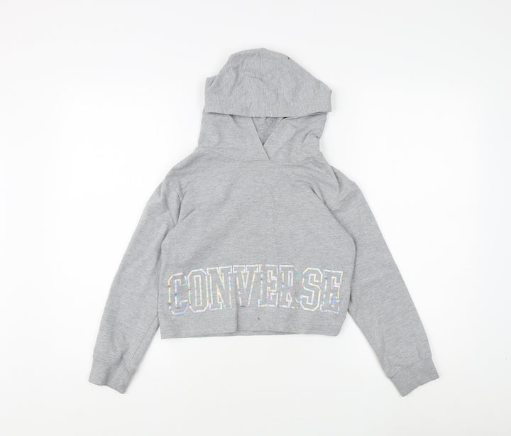 Converse Girls Grey Hoodie 8-10 Years - Logo Pullover Style