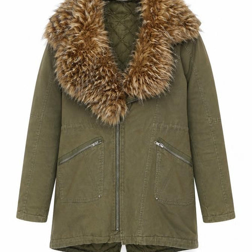 SoulCal & Co Women's Green Fur Trim Parka Jacket Size 12