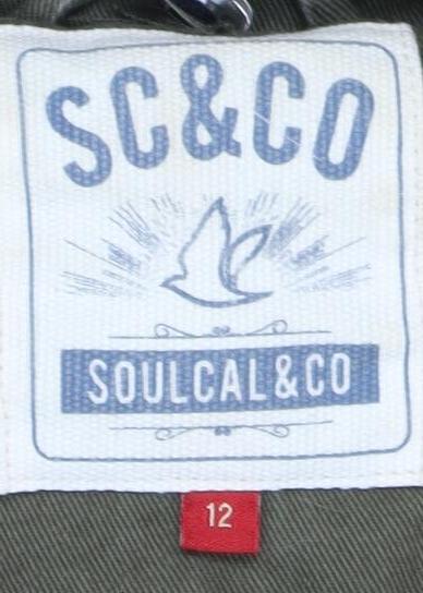 SoulCal & Co Women's Green Fur Trim Parka Jacket Size 12