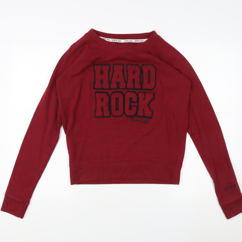 Hard Rock Cafe Red Sweatshirt, Medium, Unisex Adults, Graphic Print