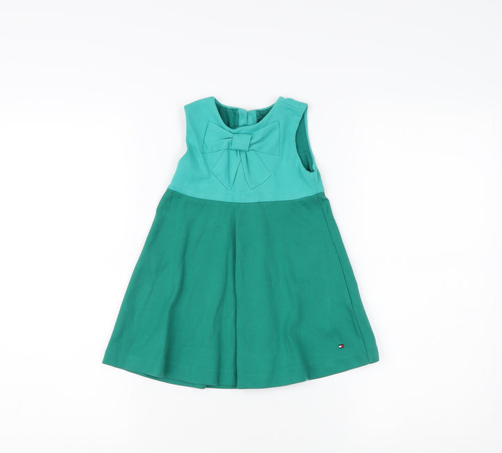 Tommy Hilfiger Girls Green A-Line Dress 2 Years Sleeveless