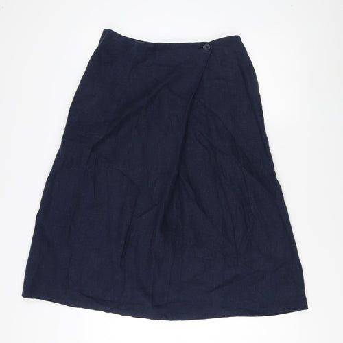 Seasalt Cornwall Women's Blue Linen A-Line Midi Skirt, Size 12