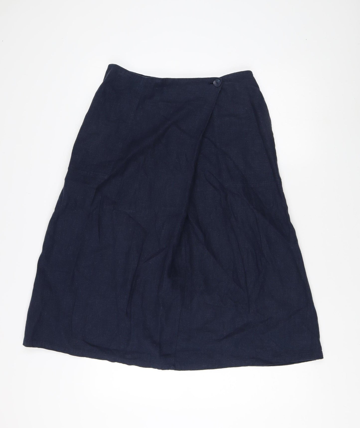 Seasalt Cornwall Women's Blue Linen A-Line Midi Skirt, Size 12