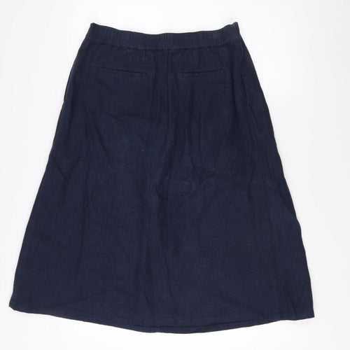 Seasalt Cornwall Women's Blue Linen A-Line Midi Skirt, Size 12