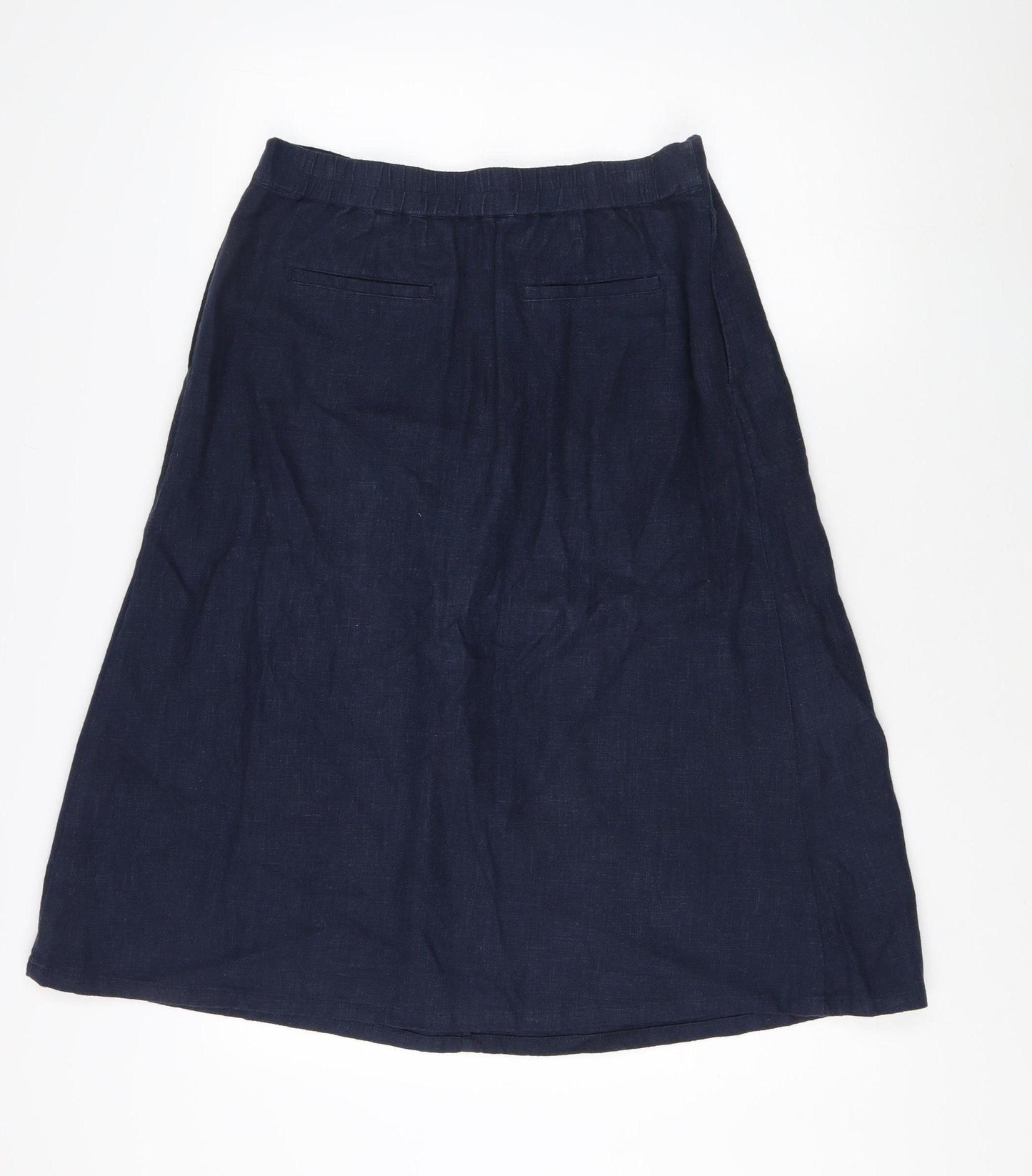 Seasalt Cornwall Women's Blue Linen A-Line Midi Skirt, Size 12