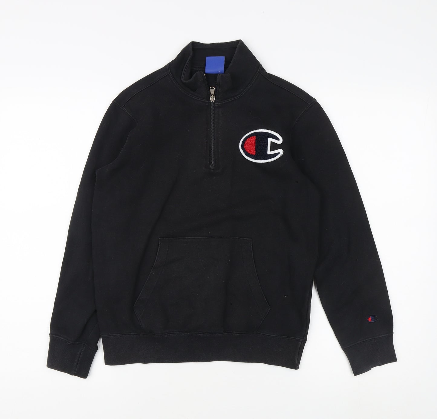 Champion Teens Black Logo Henley Hoodie L