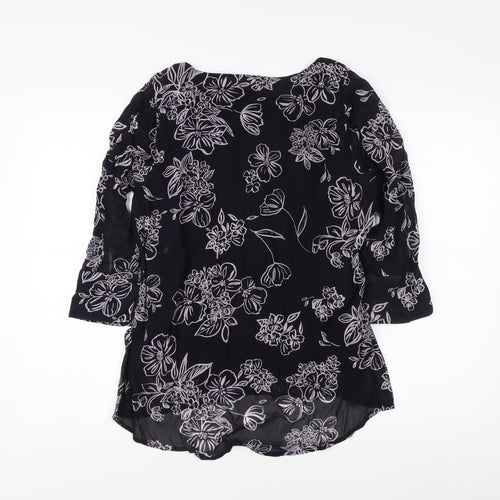 Laura Ashley Women's Black Floral Blouse Size 8