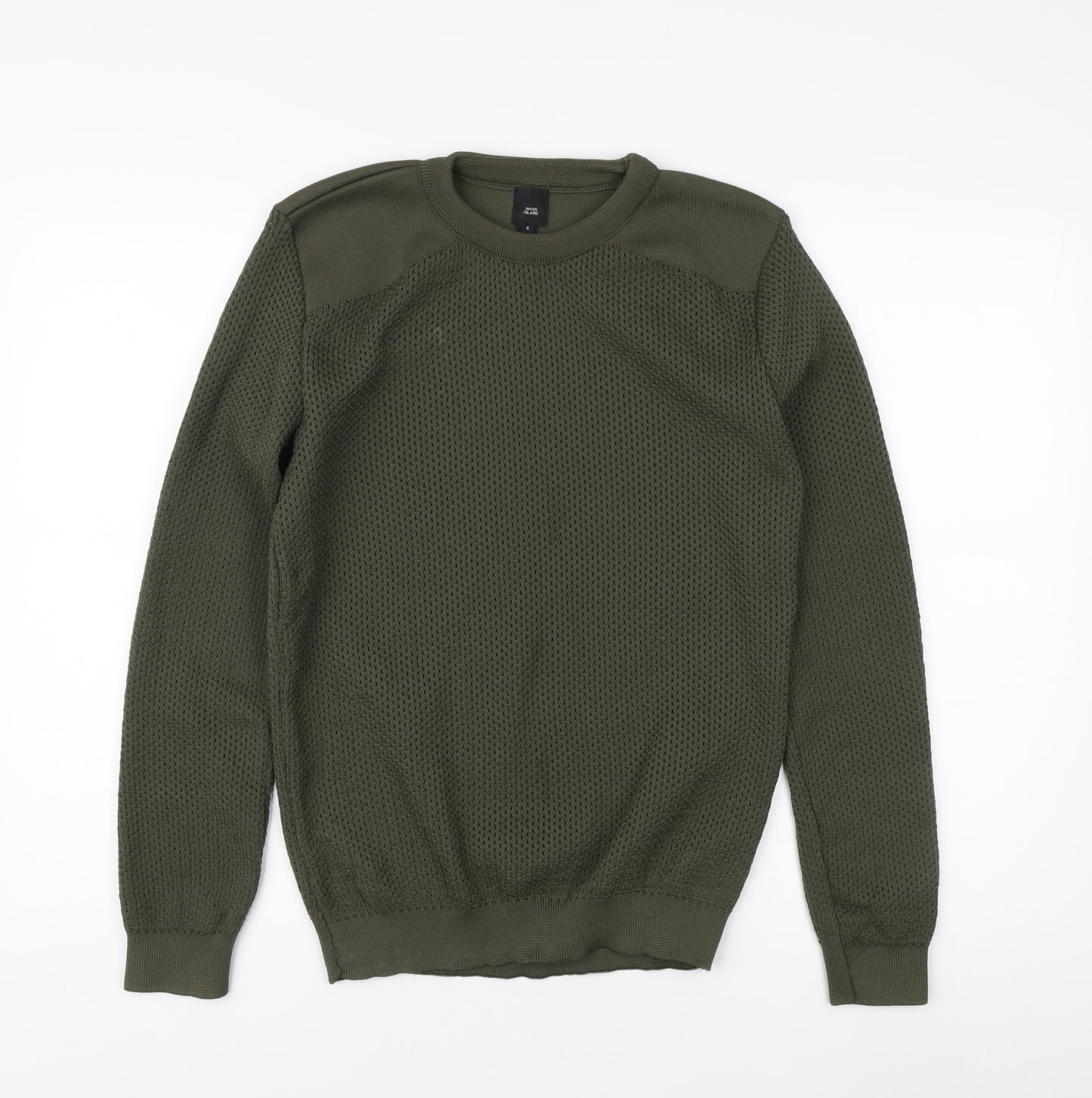 River Island Men's Green Knit Pullover Sweatshirt S
