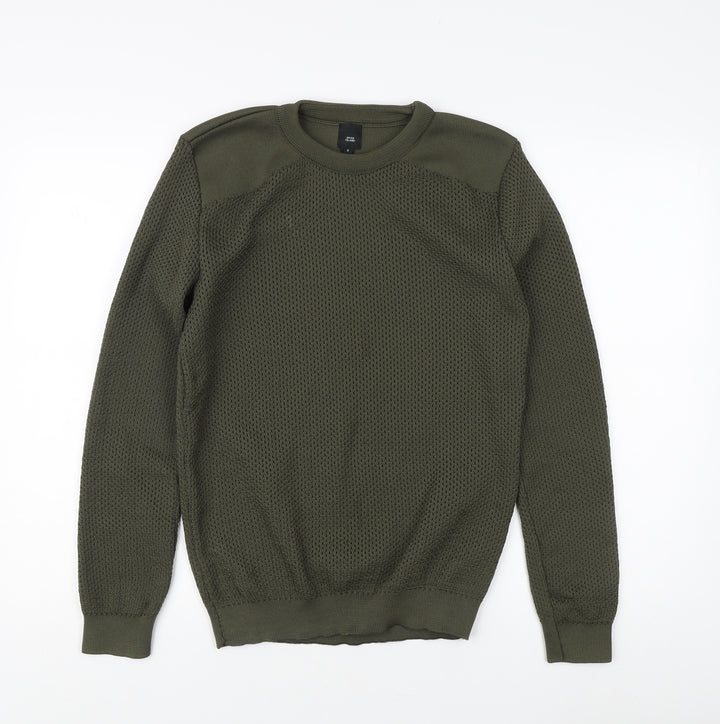 River Island Men's Green Knit Pullover Sweatshirt S