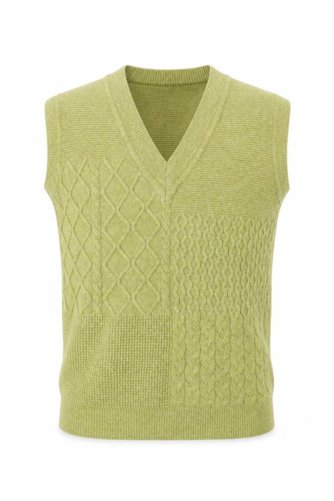 Front view of Next Men’s Green Cable-Knit Vest S