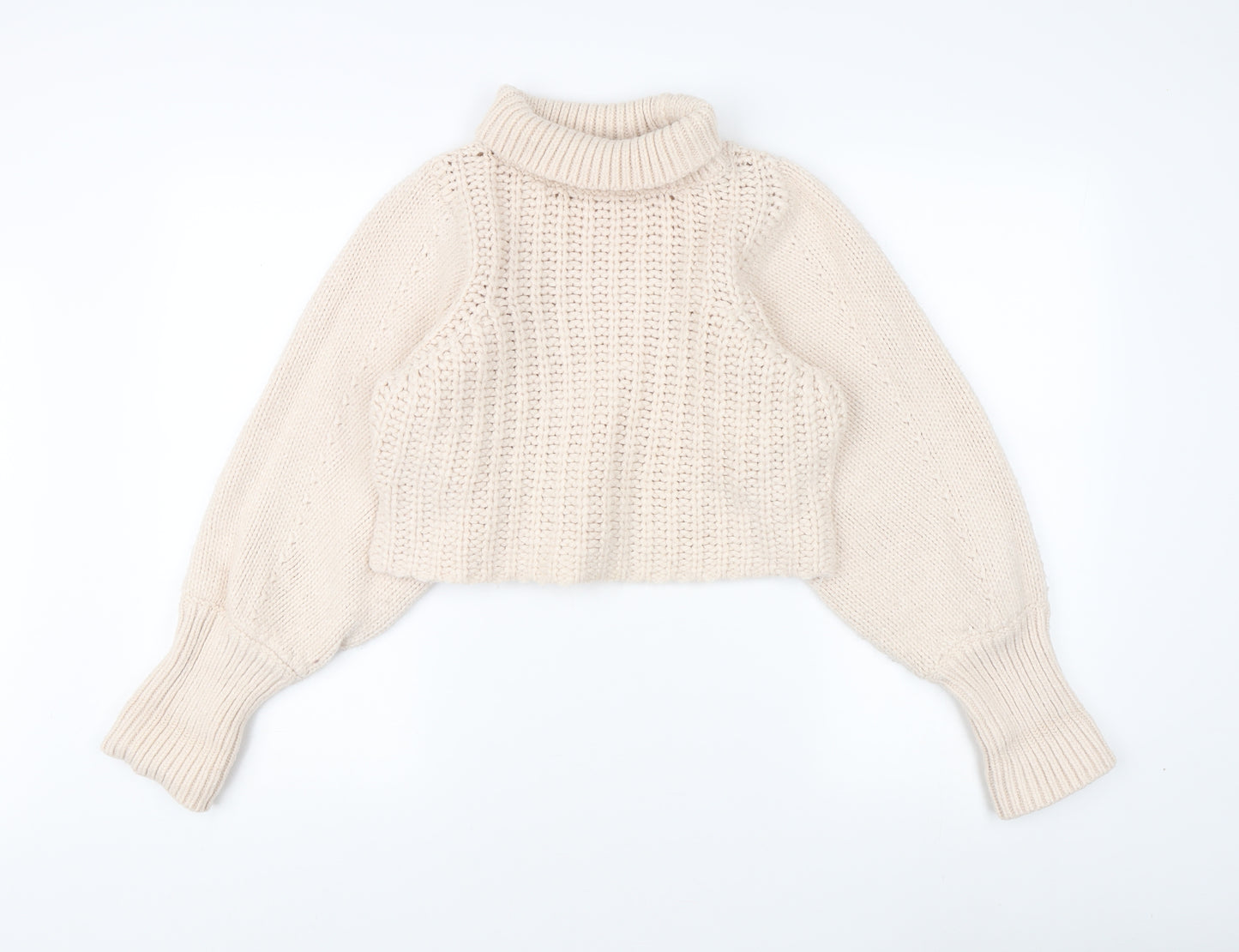 Monki Women's Beige High Neck Pullover Jumper Size 12