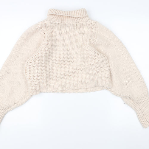 Monki Women's Beige High Neck Pullover Jumper Size 12