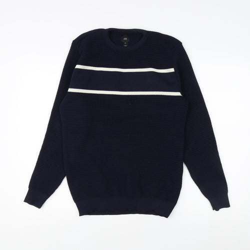 River Island Men's Blue Striped Pullover Sweatshirt