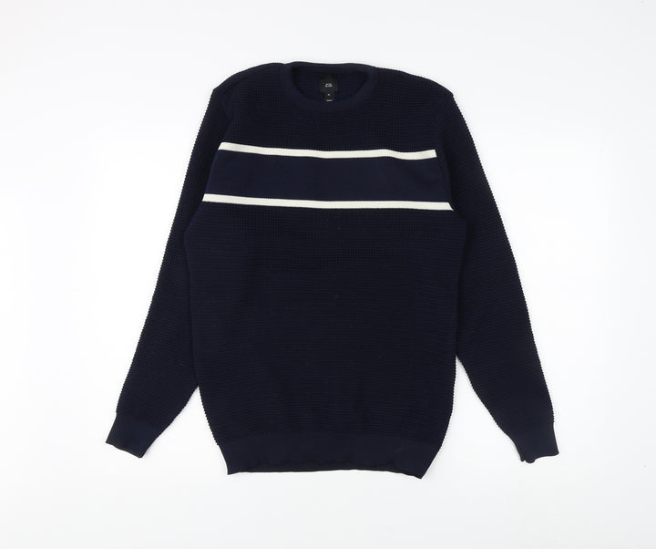 River Island Men's Blue Striped Pullover Sweatshirt