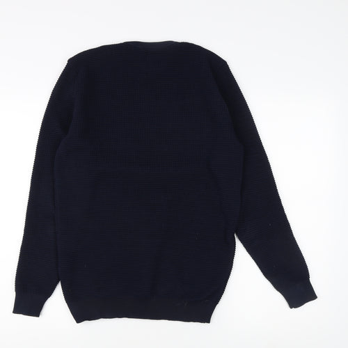 River Island Men's Blue Striped Pullover Sweatshirt