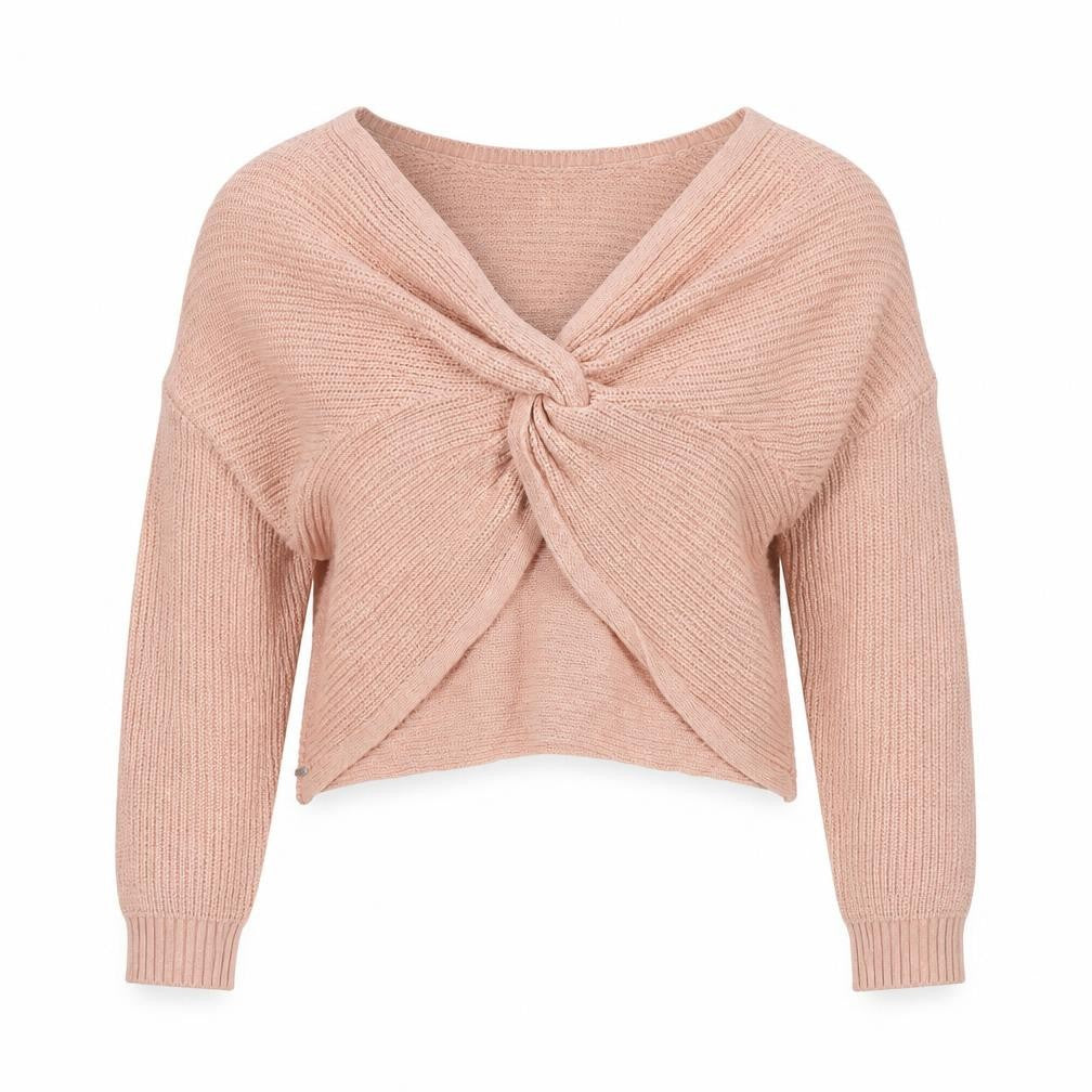 Front view of Hollister Women's Pink Open-Knit jumper S