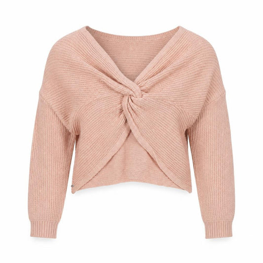 Front view of Hollister Women's Pink Open-Knit jumper S