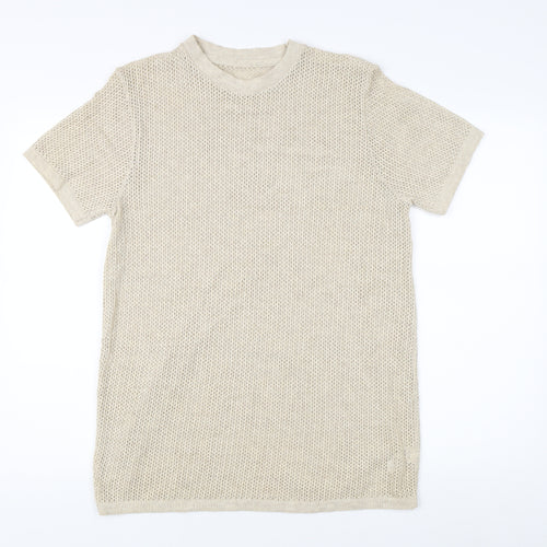 River Island Men's Beige M Open-Knit Pullover Jumper