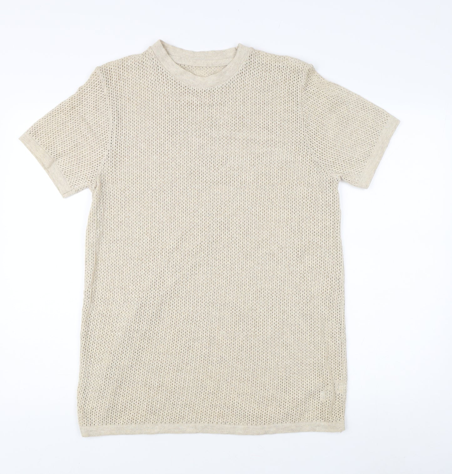 River Island Men's Beige M Open-Knit Pullover Jumper