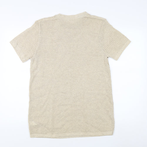 River Island Men's Beige M Open-Knit Pullover Jumper