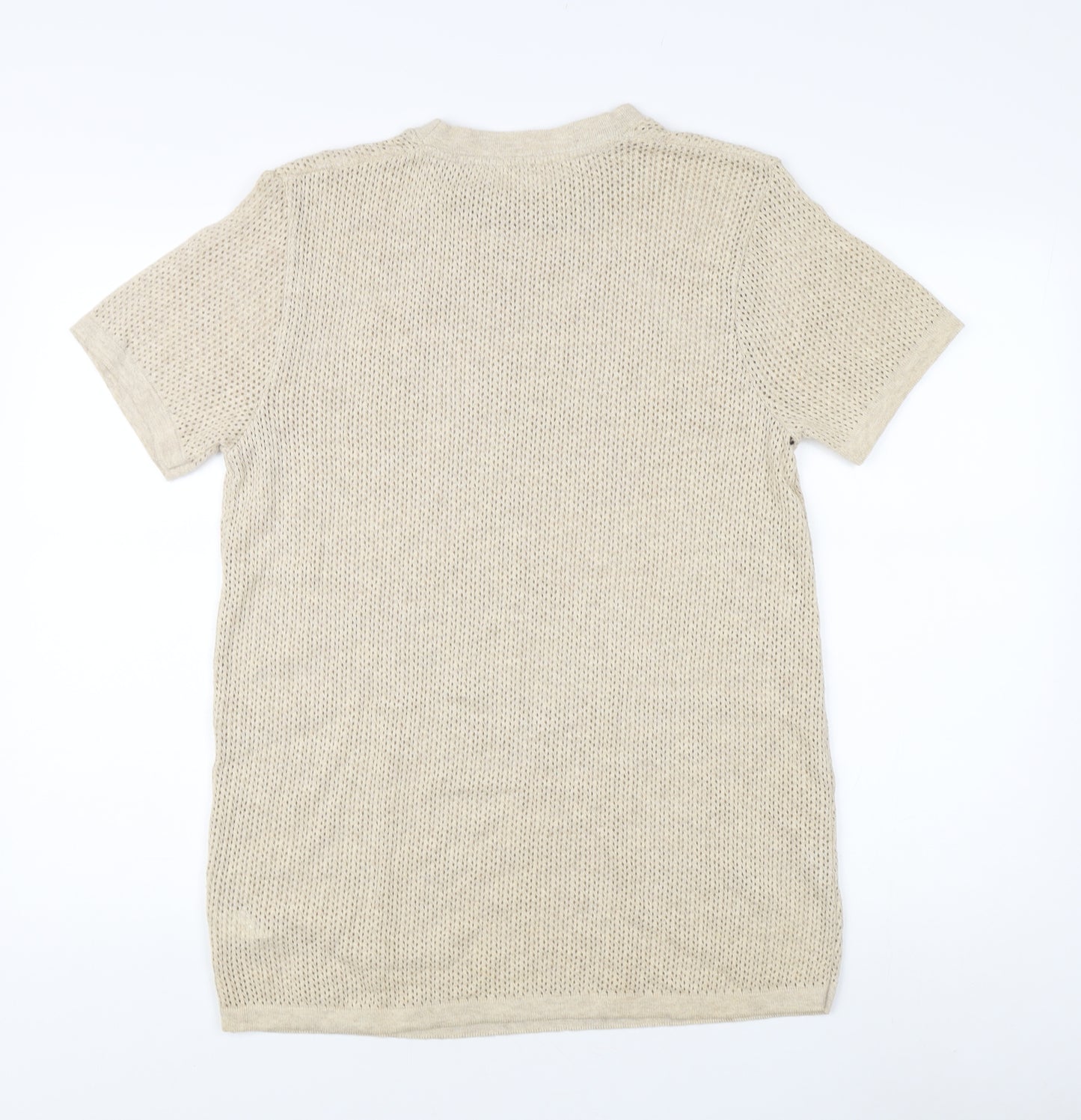 River Island Men's Beige M Open-Knit Pullover Jumper