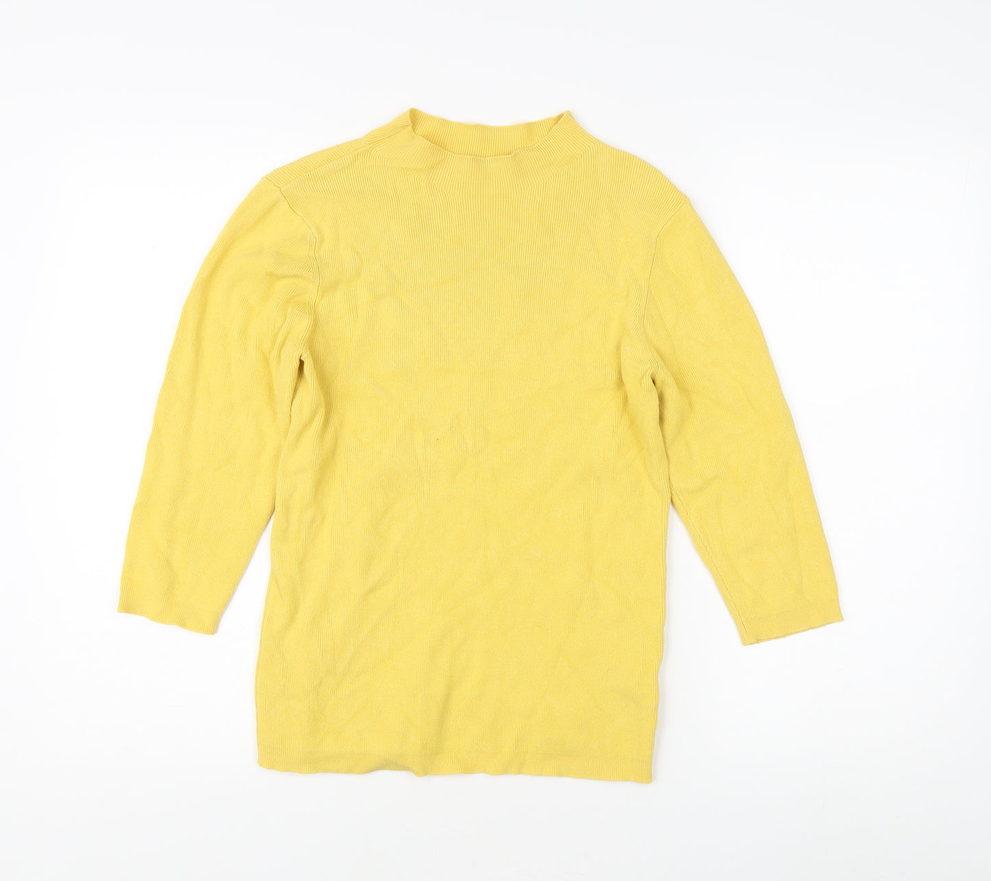 Reserved Women's Yellow Mock Neck Jumper - Size L