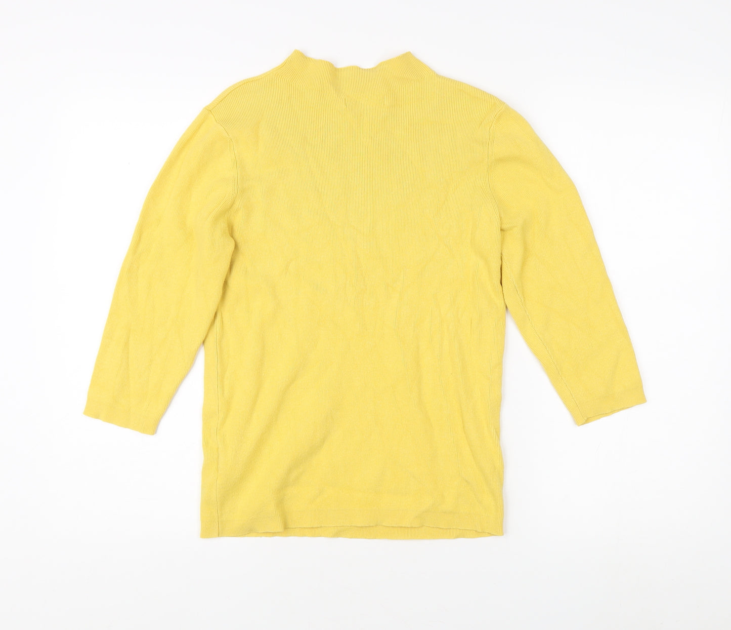 Reserved Women's Yellow Mock Neck Jumper - Size L