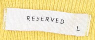 Reserved Women's Yellow Mock Neck Jumper - Size L