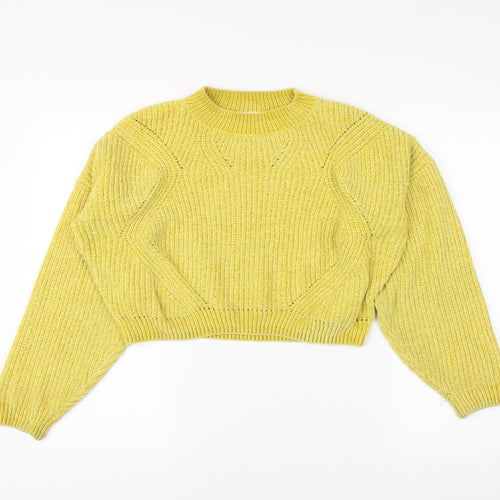 H&M Women's Yellow Chunky-Knit Pullover Jumper, Size 14