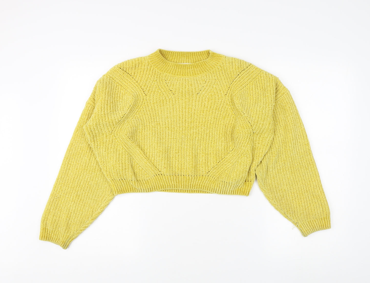H&M Women's Yellow Chunky-Knit Pullover Jumper, Size 14