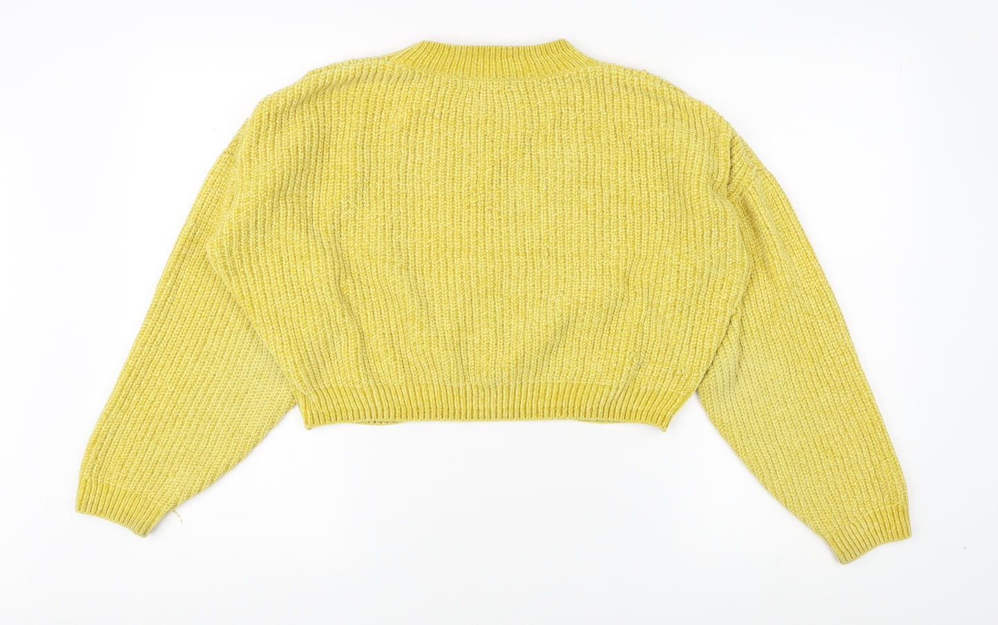 H&M Women's Yellow Chunky-Knit Pullover Jumper, Size 14