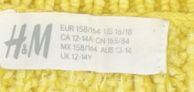 H&M Women's Yellow Chunky-Knit Pullover Jumper, Size 14
