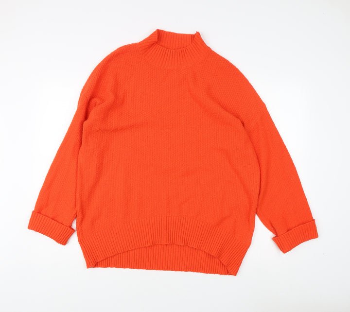 Oasis Women's Orange Mock Neck Pullover Jumper M