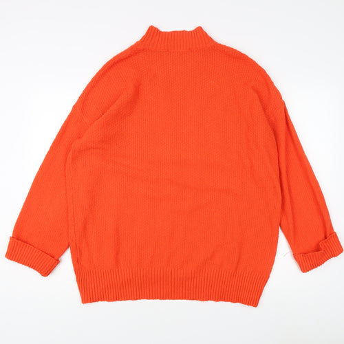 Oasis Women's Orange Mock Neck Pullover Jumper M