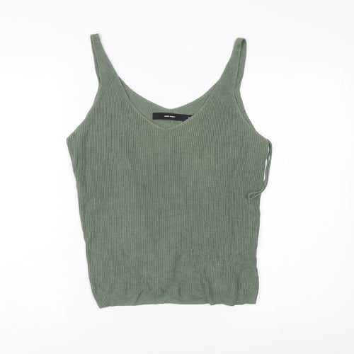 Vero Moda Women's Green Knit V-Neck Tank Top
