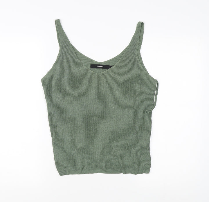 Vero Moda Women's Green Knit V-Neck Tank Top
