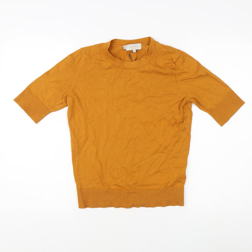 Hobbs Women’s Orange XS Jersey Knit Top, 3/4 Sleeve Casual Wear