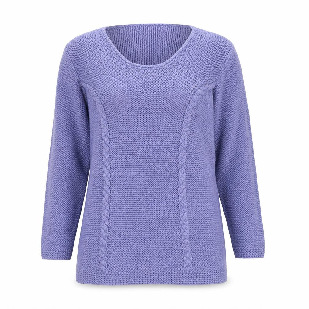 Front view of Minuet Women's Purple Cable-Knit jumper, size 12