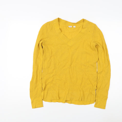 GAP Women's Yellow V-Neck Pullover Jumper XS