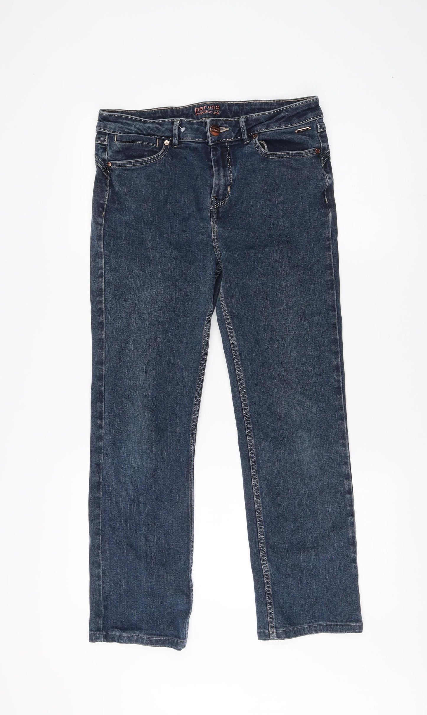 Marks and Spencer Women's Blue Straight Jeans - Size 12