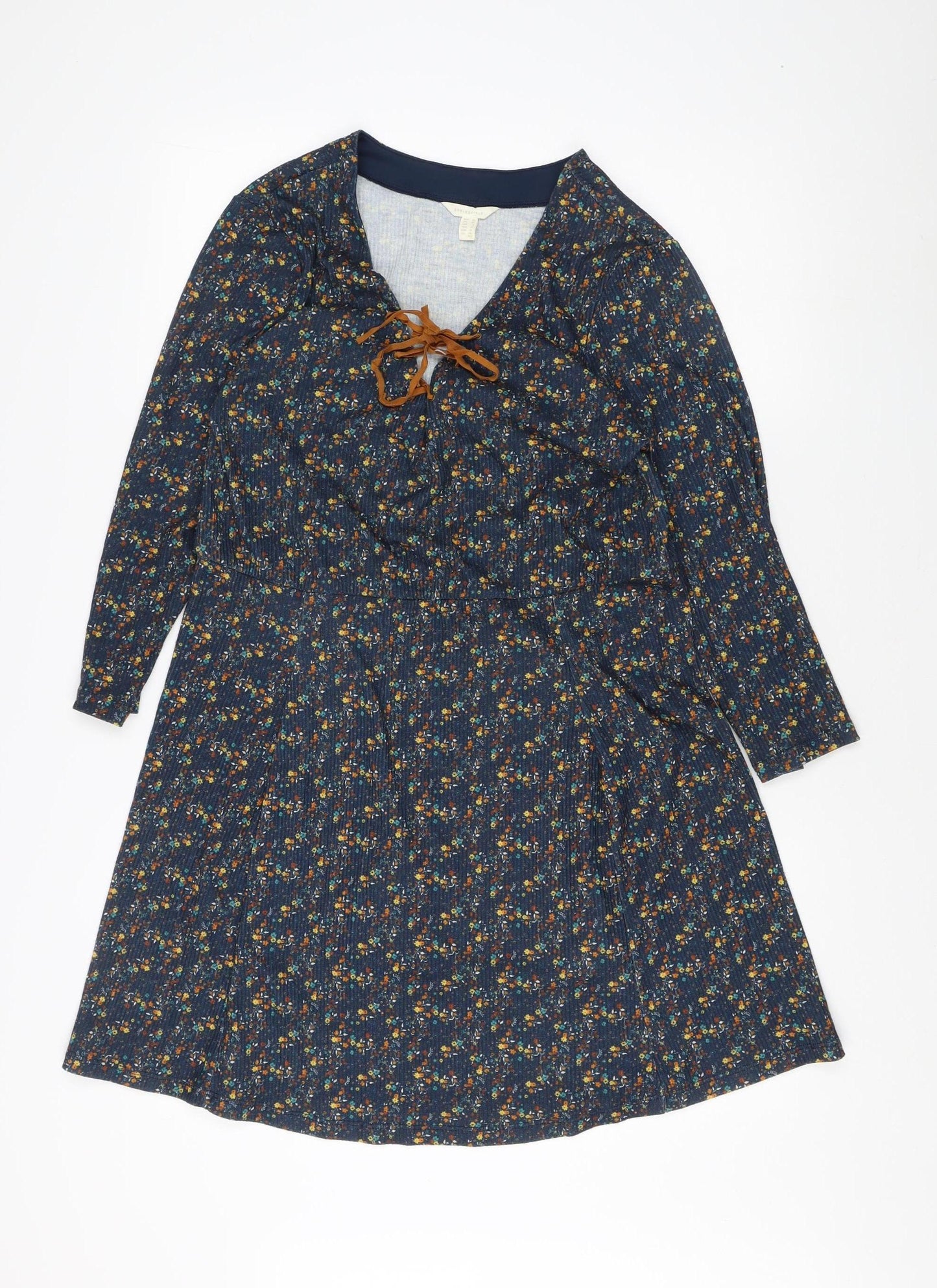 Springfield Women's Blue Floral Long Sleeve Dress