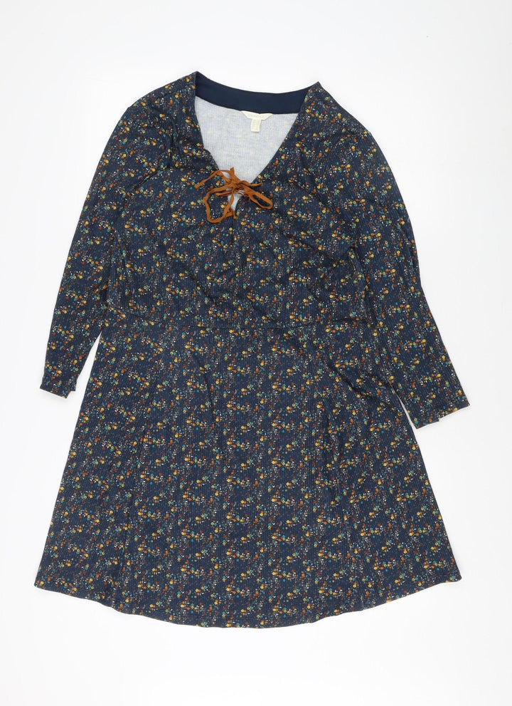 Springfield Women's Blue Floral Long Sleeve Dress
