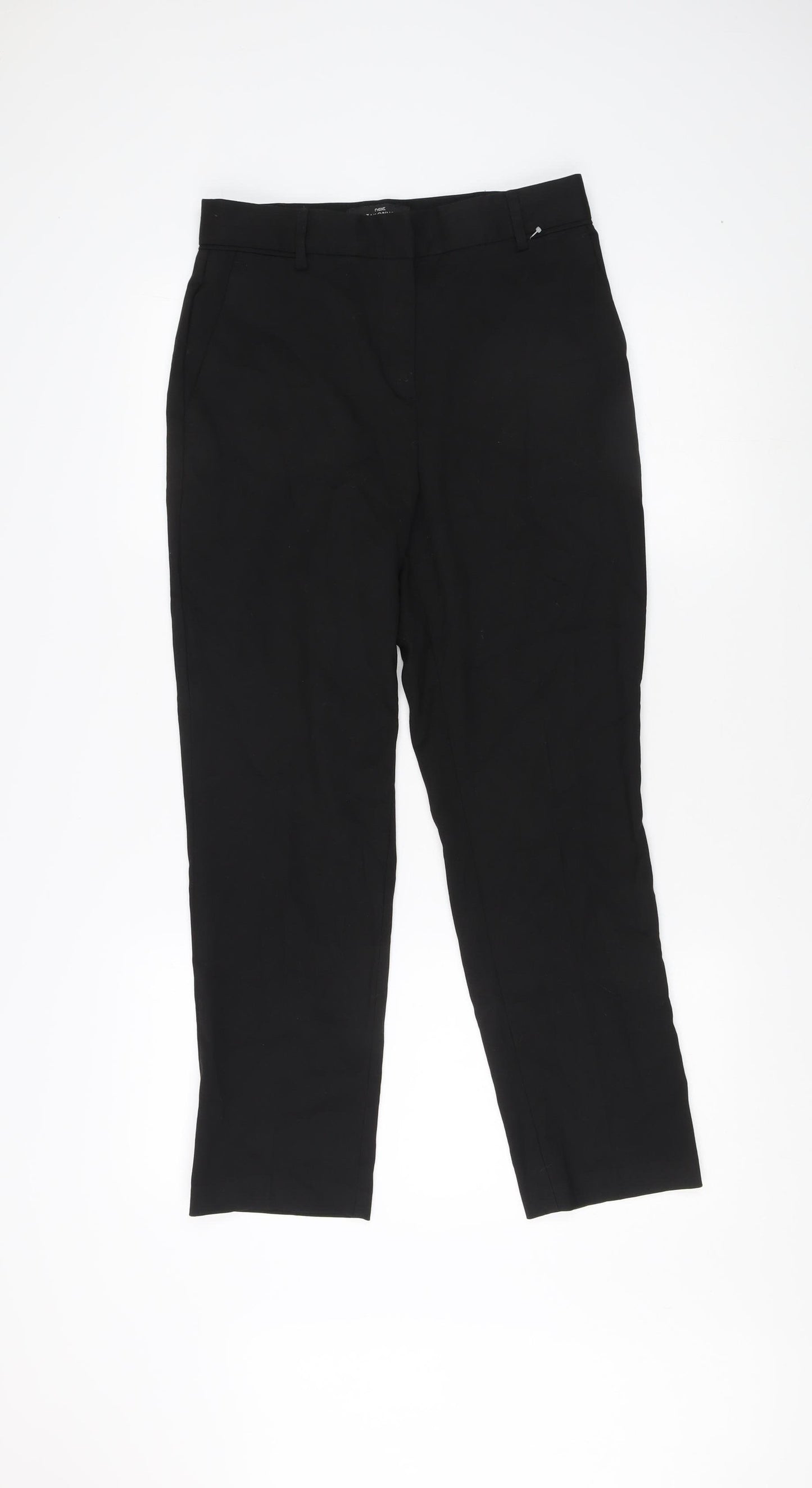 Next Women's Black Straight Trousers Size 8R - Workwear Essential