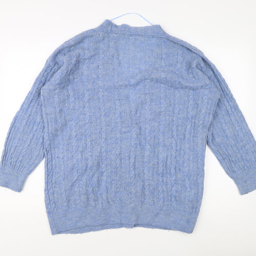 MNG Women's Blue Cardigan Size 10, Button Accent